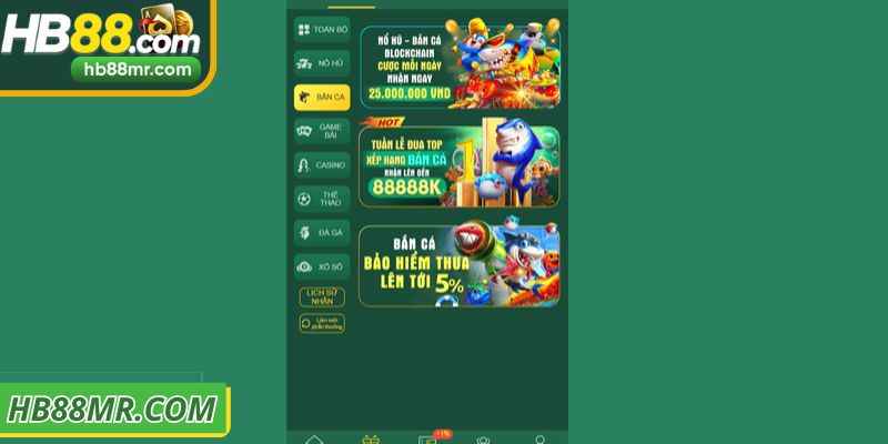 Hiệu ứng sinh động thu hút khi tải app HB88